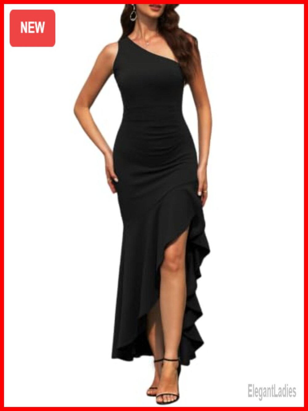One Shoulder Bodycon Maxi Dress Mermaid High Slit Formal Party